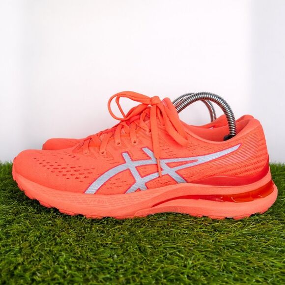 ASICS Gel Kayano 28 Women’s 9.5 Neon Coral Orange Running Shoes 1012B18 - Picture 1 of 9